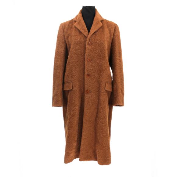 Ralph Lauren Purple Label Coat Alpaca Wool Blend Brown Midi Over Coat Size 4 - Picture 1 of 8